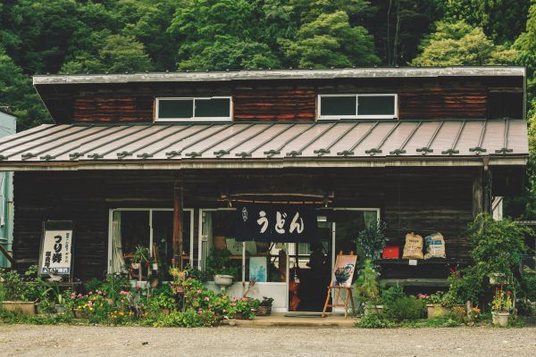 植物に囲まれた木造平屋が魅力的なうどん屋「やまざと」